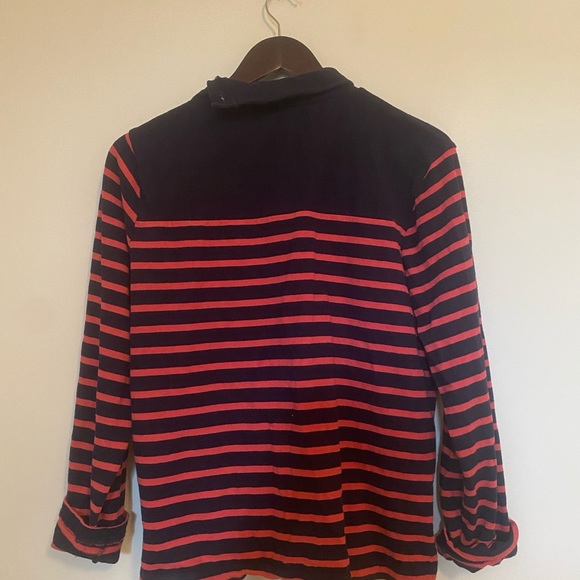 J. Crew Button Turtleneck Red Blue Stripe - Picture 3 of 3